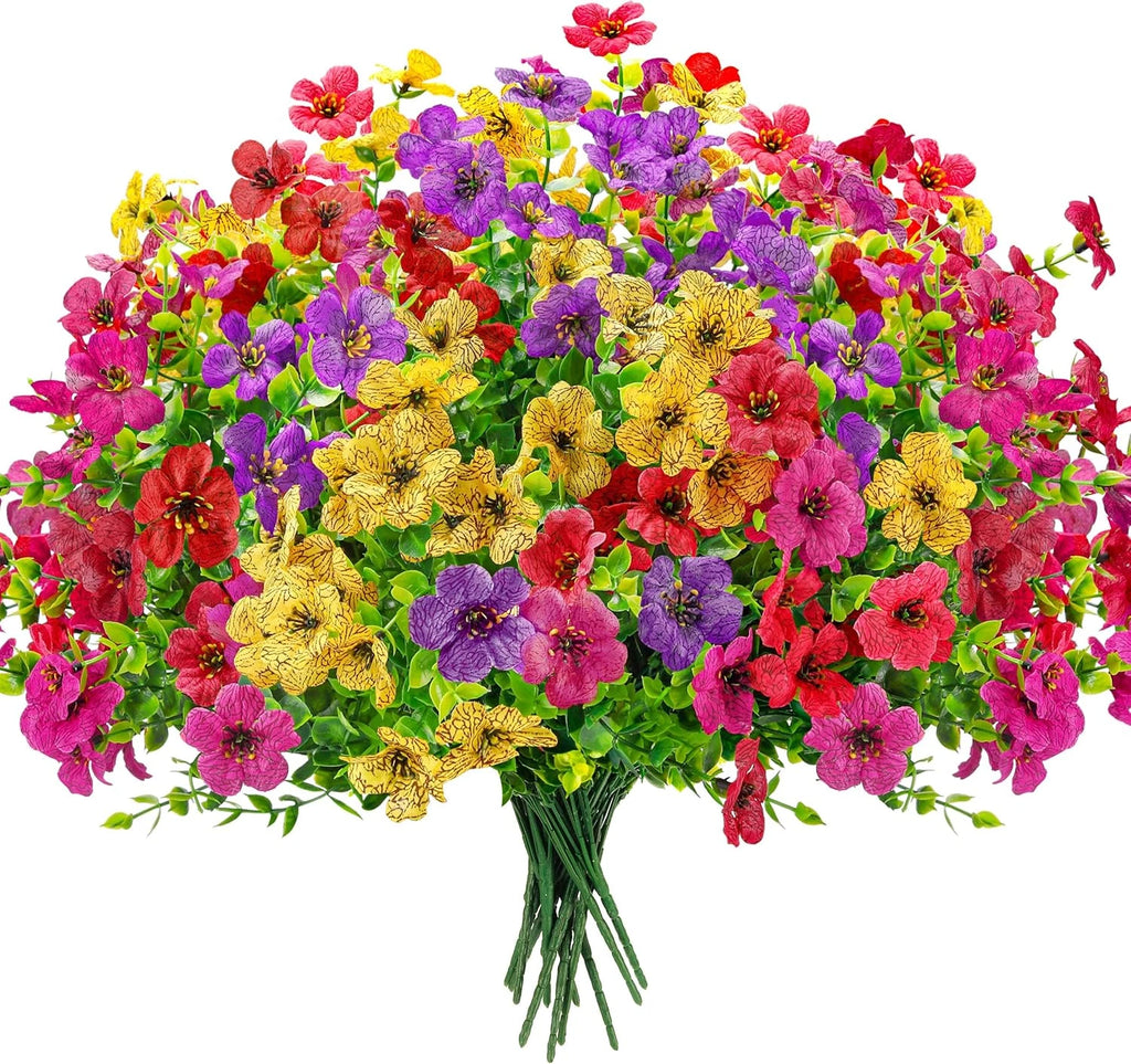 12 Bundles Artificial Flowers for Outdoors Fake Flowers Plants Spring S