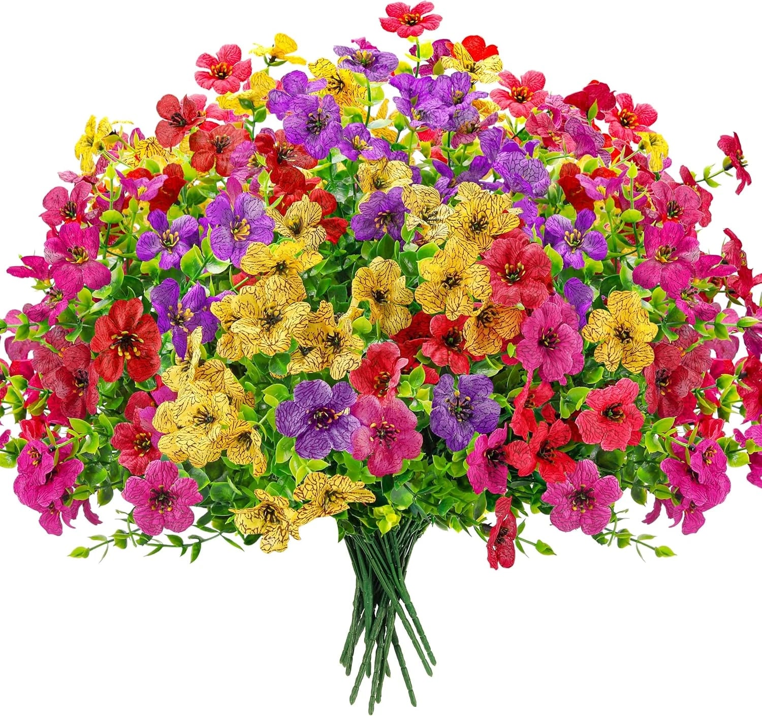 12 Bundles Artificial Flowers for Outdoors Fake Flowers Plants Spring S