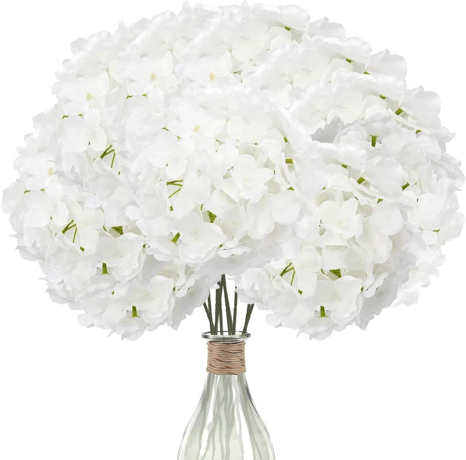 12Pcs Artificial Hydrangeas Realistic Silk Hydrangeas Heads with Stems Decor